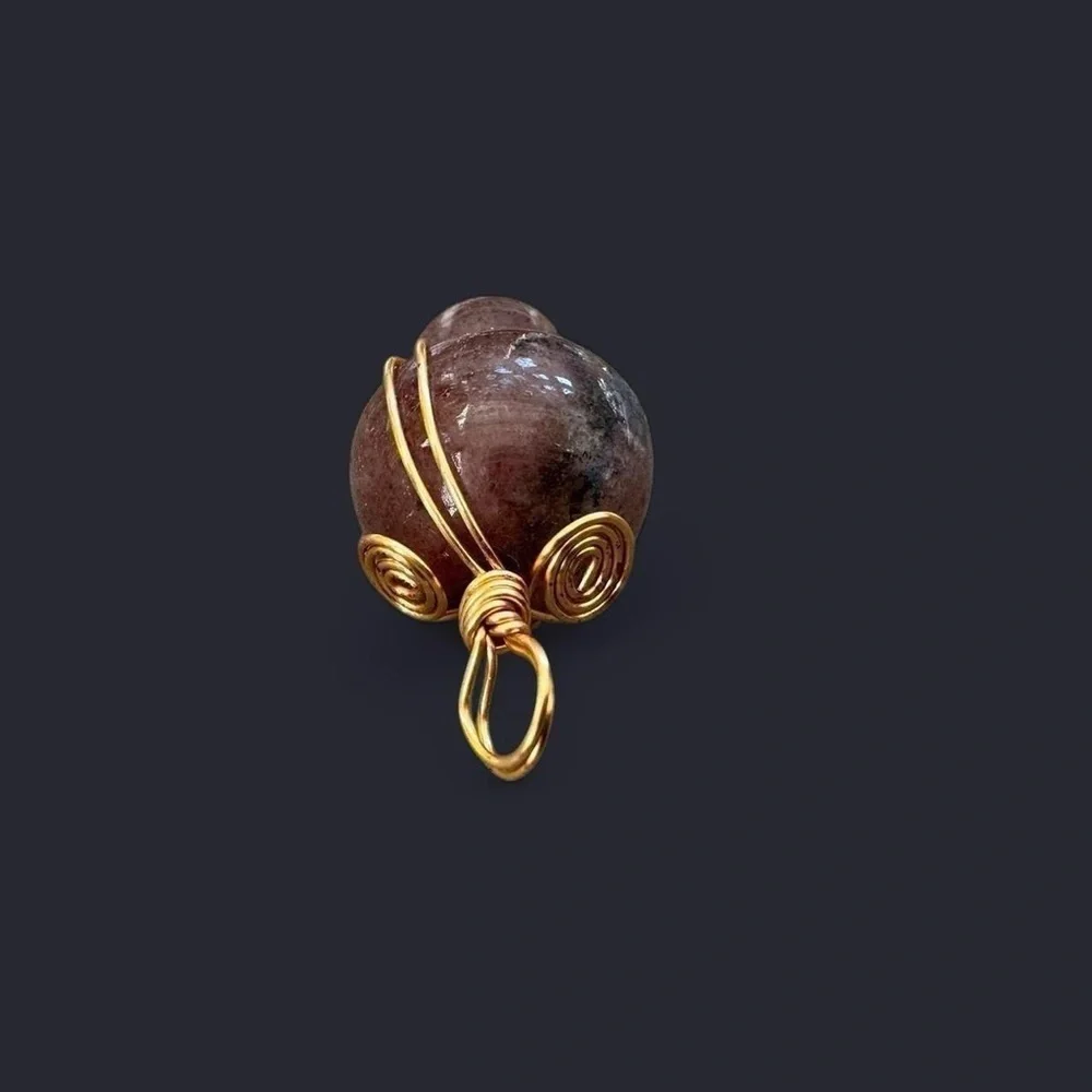 Strawberry Quartz Wire Wrapped Mushroom Pendant